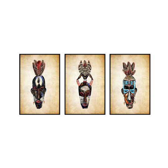 'African Masks' 3 Piece Graphic Art Set