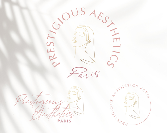 Logo Design, Business Package, Premade Logo, Aesthetics Beauty Gold Branding Kit, Spa Blush Neutral