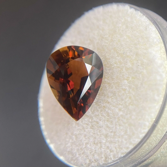 3.64Ct Deep Orange Tourmaline Pear Cut Loose Gemstone 12.5x9mm