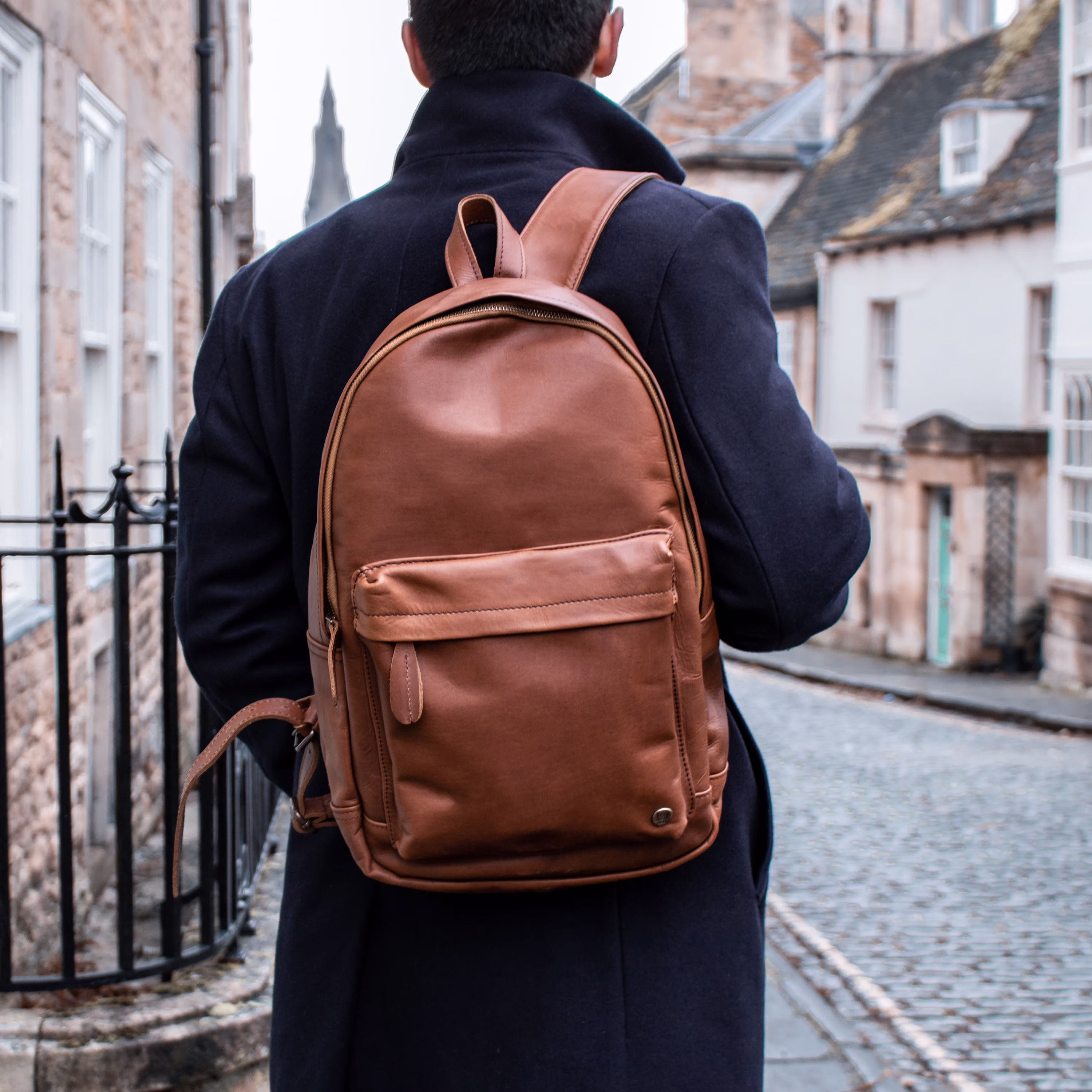 Personalized Initials Leather Backpack Laptop in Black Or Brown Full Grain Unisex Mens Womens For College By Mahi