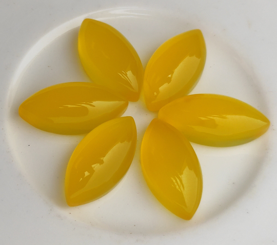 Yellow Chalcedony, Chalcedony Cabochon 5x10 Mm To 15x20 Calibrated Size Gemstone, Flat Back, Marquise Shape Mango