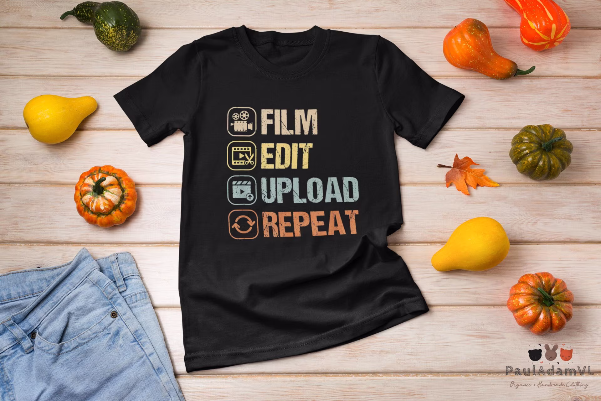 Film Edit Repeat Cinematographers Movie Maker Filmmaker Vintage T-Shirt, Shirt, Director Gift Shirt