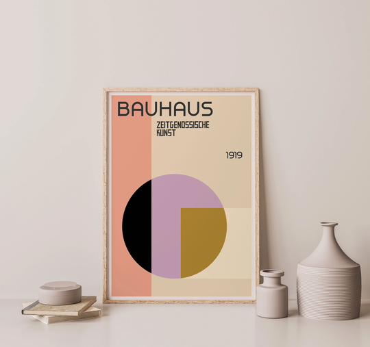 Bauhaus 1919 Wall Art Print, Modern Home Decor, Pretty Pastel Aesthetic, Retro Poster, Gallery Addition, Exhibition Vintage Poster
