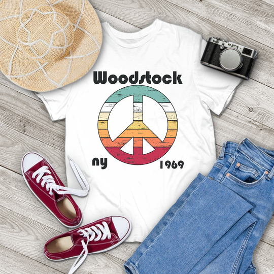 Woodstock Ny 1969 Retro Peace Sign Vintage T-Shirt, & Music Shirt, Lovers Gift Tee For You Family