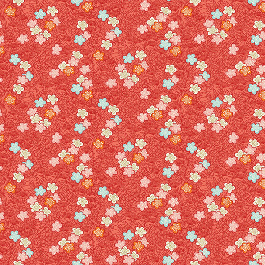 Bushclover Red. Michiko Bushclover Red. Fabric Range From Makower. Red Japanese Fabric. Floral Makower Code 2336 R