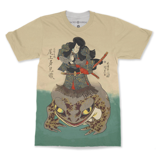 Tenjiku Tokubei Ukiyo-E Japanese Samurai Ronin Toad Frog Vintage Antique Graphic Art T-Shirt
