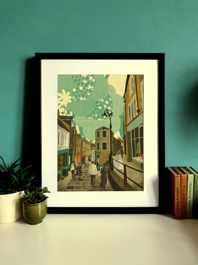 Frome Catherine Hill Somerset Illustration Print A3