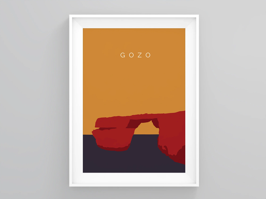 Italy City Posters, The Azure Window On Gozo Island, Skyline Print, Travel Decor, Framed Wall Graphic Art