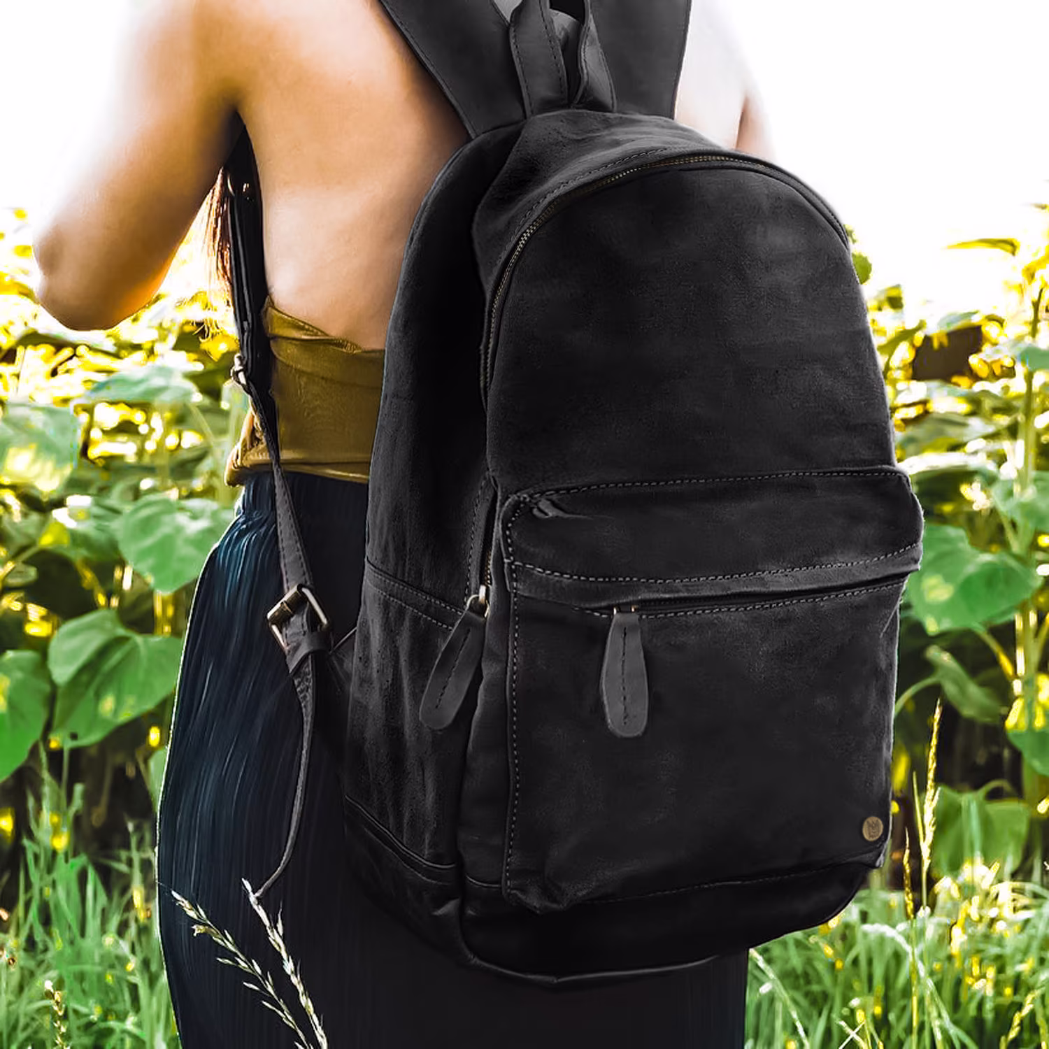 Personalized Initials Waxed Canvas Leather Backpack With 13
