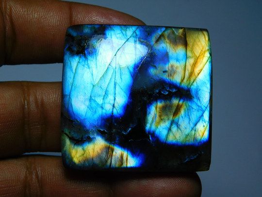 A++ Very Rare Purple Labradorite Spectrolite Cabochon, Gorgeous Color Flasy Fire Gemstone 187Cts. | 43x42mm