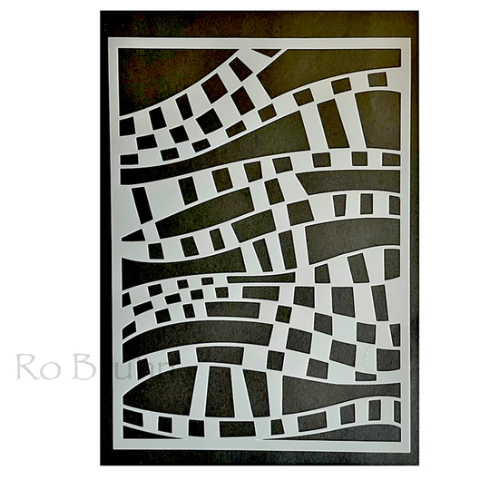 stencil, Fractured Squares, Designed & Machine Cut By Me