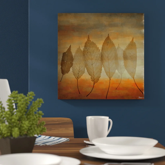 Leafs Framed Graphic Art Print on Canvas