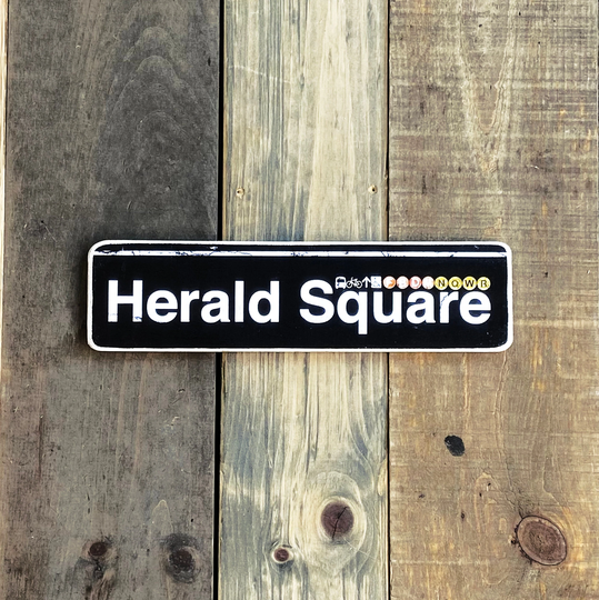 Herald Square, Manhattan, New York City Neighborhood Hand Crafted Horizontal Wood Sign - Subway Sign, , Nyc Art, Sign. Gift