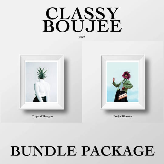 Limited Edition Classy Boujee Bundle Package | Two 8.5x11 Prints Surreal Artwork Wall Art Decor Flower Head Portraits Minimal