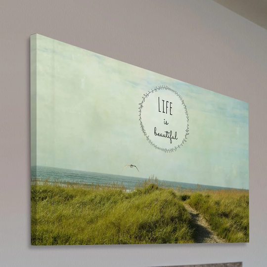 'Life Is Beautiful 2 Text' by Robin Delean - Wrapped Canvas Graphic Art Print