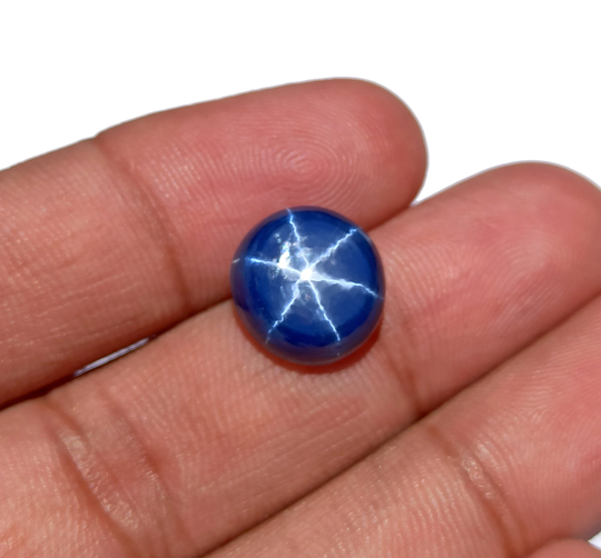 9.15 Cts Star Blue Sapphire-Aaa Sapphire Gemstone-Genuine Round Shape Cabochon-Linde Loose Stone-12x12 Mm