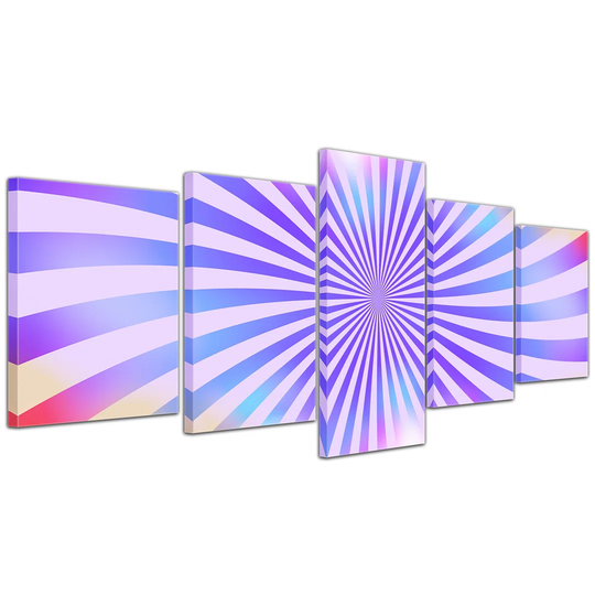 Retro Rainbow Rows 5-Piece Graphic Art on Canvas Set