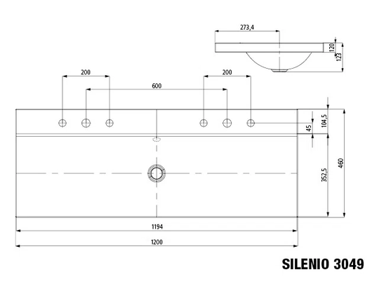 Silenio countertop double washbasin (edge height 120mm)