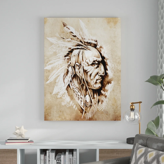 Indians II, Tattoo Art Framed Graphic Art on Canvas
