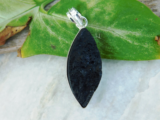 Raw Black Tourmaline Pendant in Silver Handmade Pendant Rough Tourmaline Crystal Jewelry Druzy Necklaceboho Wedding Giftp641