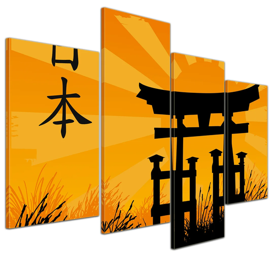 Japanese Style 4-Piece Graphic Art on Canvas Set