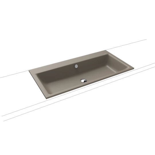 Warm Grey Metal Rectangular Inset Basin Bathroom Sink