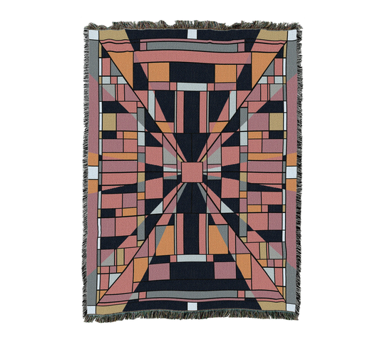 Skylight Plum - Frank Lloyd Wright Cotton Woven Blanket Throw Made in The Usa | 72x54