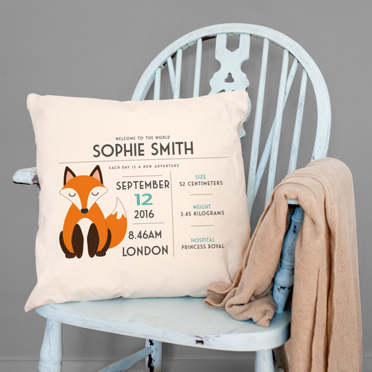 New Baby Gift - Personalised Cushion For Or Christening Panda Penguin