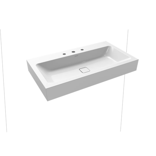 Cono Matt Black Steel Enamel Rectangular Wall Hung Bathroom Sink