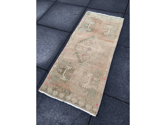 2x3 Ft Decor Small Rug, Vintage Oushak Hallway Anatolian Old Rug