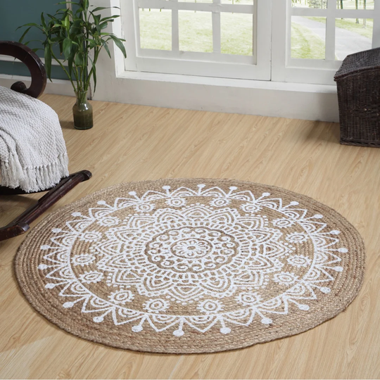 Guo Handmade Flatweave White/Brown Rug