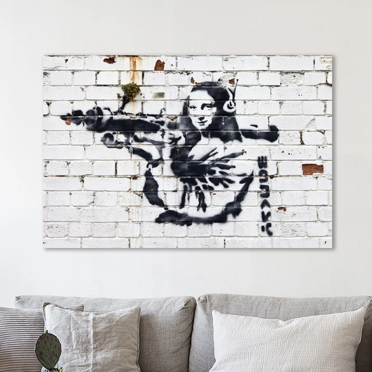 Mona Lisa Bazooka by Banksy - Wrapped Canvas Graphic Art Print
