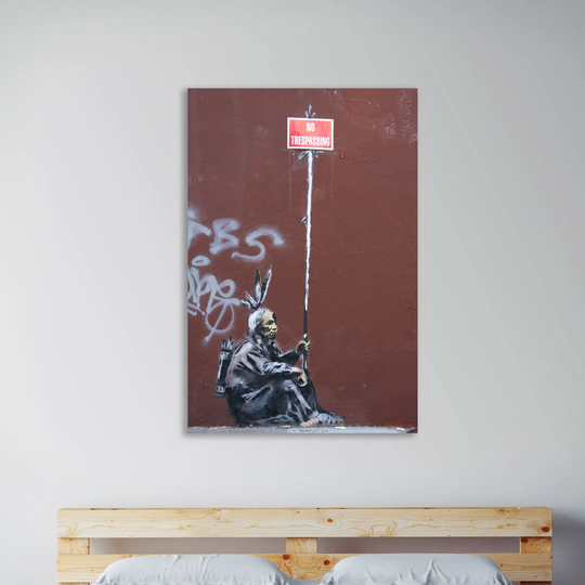 No Trespassing by Banksy - Wrapped Canvas Graphic Art Print