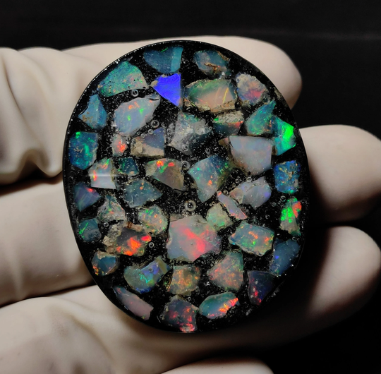 40x34x11 Mm Natural Ethiopian Opal Raw Stone, Welo Rough Gemstone, Opal Crystal Doublet, Opal Oval Shape Cabochon, Doublet Cab Stone