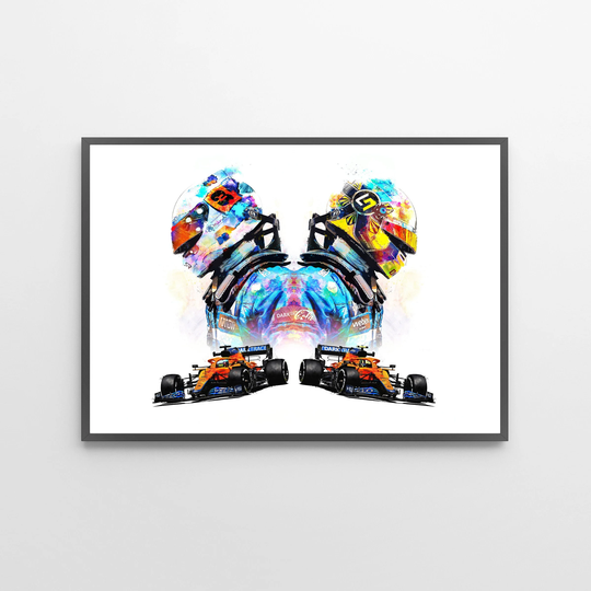 Lando Norris & Daniel Ricciardo Team Mates F1 Mclaren Poster Print | Illustration | Unframed