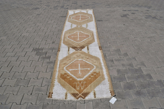Vintage Rug Runner, 2'82x11'91Ft, 3x12 Turkish Runner, 3x12 Nötr Runner, Handmade Runner 3x12, Oushak 3x12 Runner, Hallway 3x12, Wool