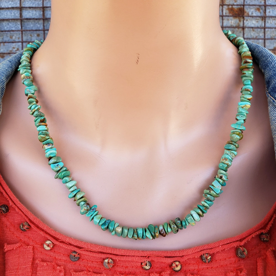 Chunky Turquoise Nugget Necklace, Kingman Green Blue Necklace