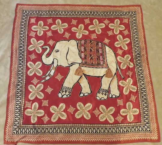 Oscar De La Renta Beautiful Elephant Design Silk Scarf, Large Women's Accessory, Gift, Renta, Scarf