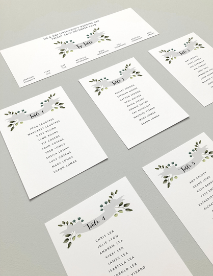 Wedding Table Seating Chart Cards | Custom Illustrated Plan Botanical Stationery
