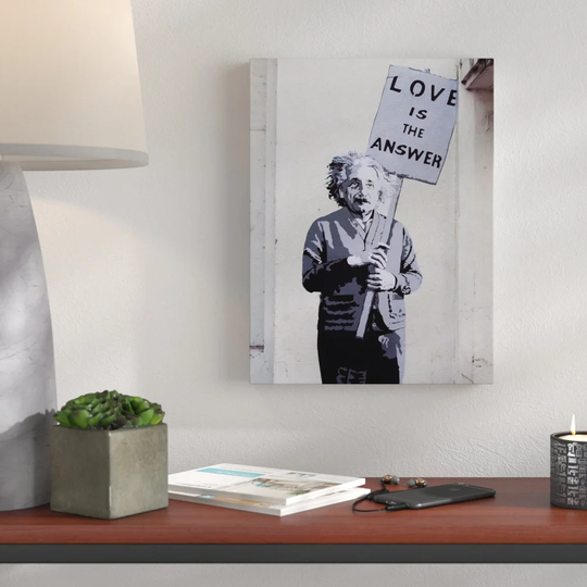 Einstein, Love Is the Answer II by Banksy - Wrapped Canvas Graphic Art Print