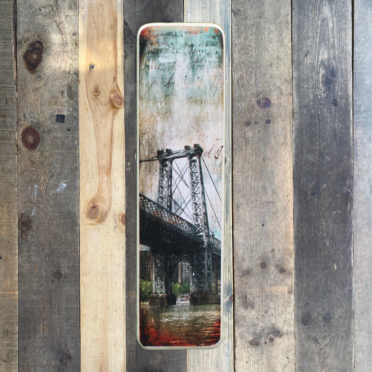 Vertical Transfer Of Williamsburg Bridge Original Photography Nyc // Art Hand Crafted Made On Wood Ny Gift