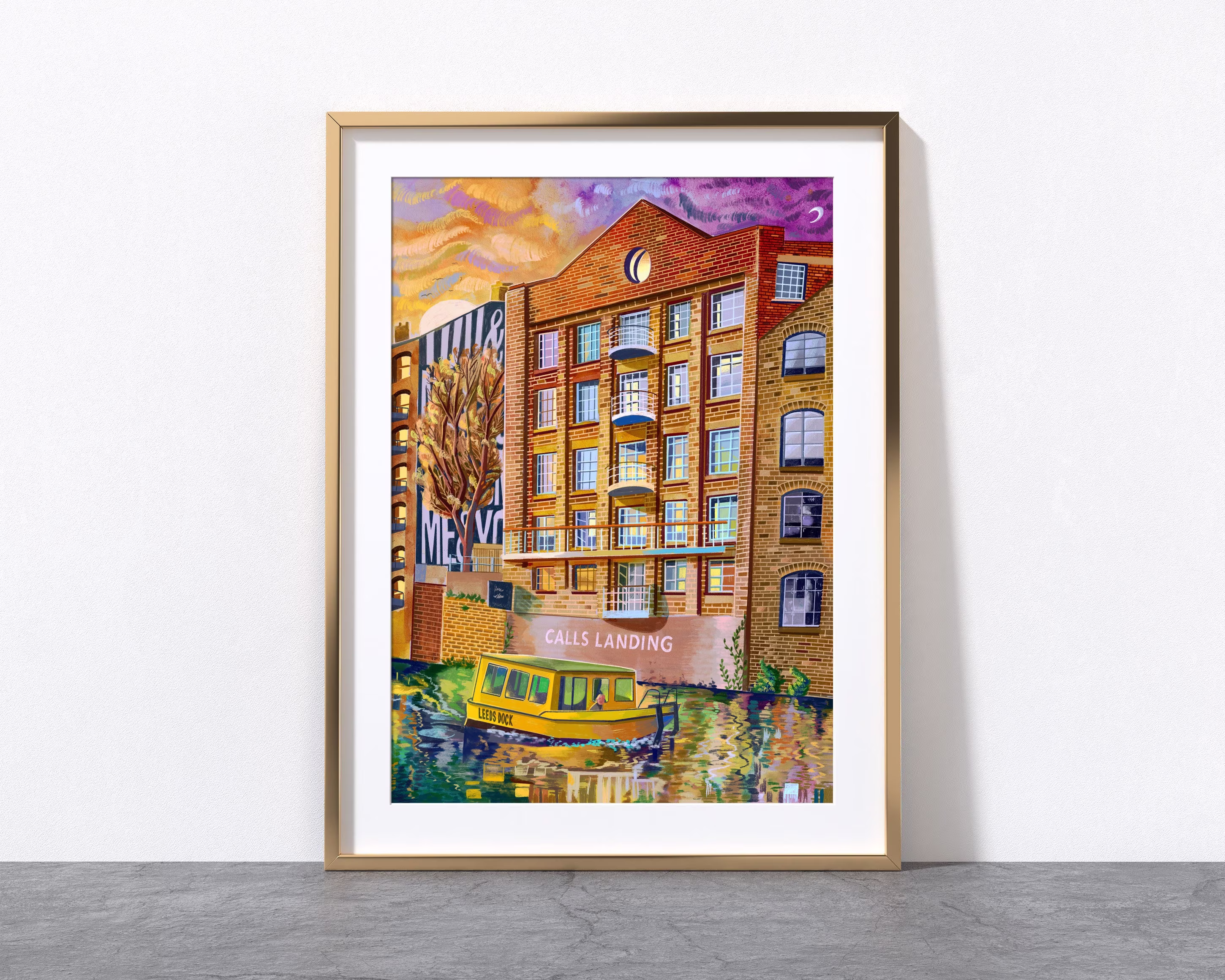 Leeds Art Print, Dock, Water Taxi, River Aire, Calls Landing, West Yorkshire, Gift Idea, A4, A3, A2