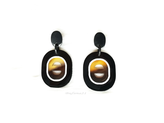 Buffalo Horn Earrings; Light Weight [Kt-009]