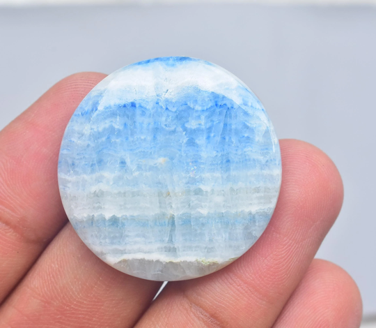 Top Grade Natural Scheelite Cabochon Blue Rhodocrosite Turkish Gemstone Round Shape 65.00 Ct. 34x34x7 Mm. A - 150