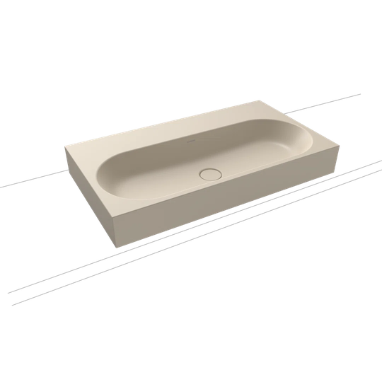 Beige Steel Enamel Rectangle Bathroom Sink