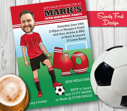 Soccer Birthday Party Invitation - Illustrated Or Personalized With Your Photo Digital File