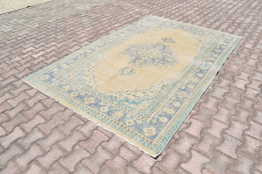 5x9 Vintage Rug, Pastel Color Rug, , 5x9 Turkish Rug, 5'8x9'0 Ft, Oushak Rug, Area Rug, Decorative Wool Rug, 5x9 Rugs, Turkey Rug, 6135