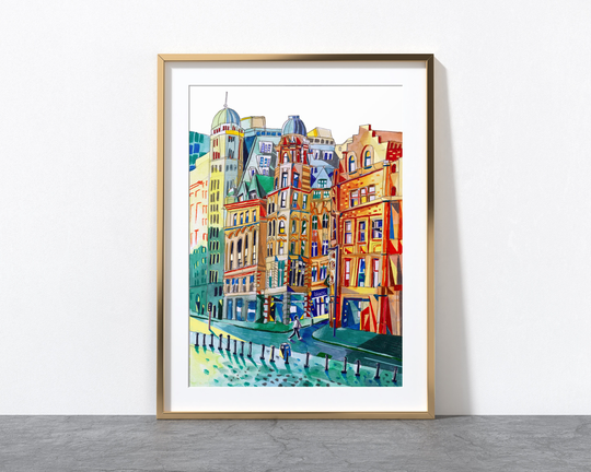 Manchester Artwork Print, Quay Street, Deansgate, Sunlight House, Wall Art, A4, A3