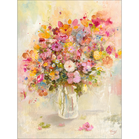 Retro Bunch Of Flowers - Graphic Art Print on Canvas
