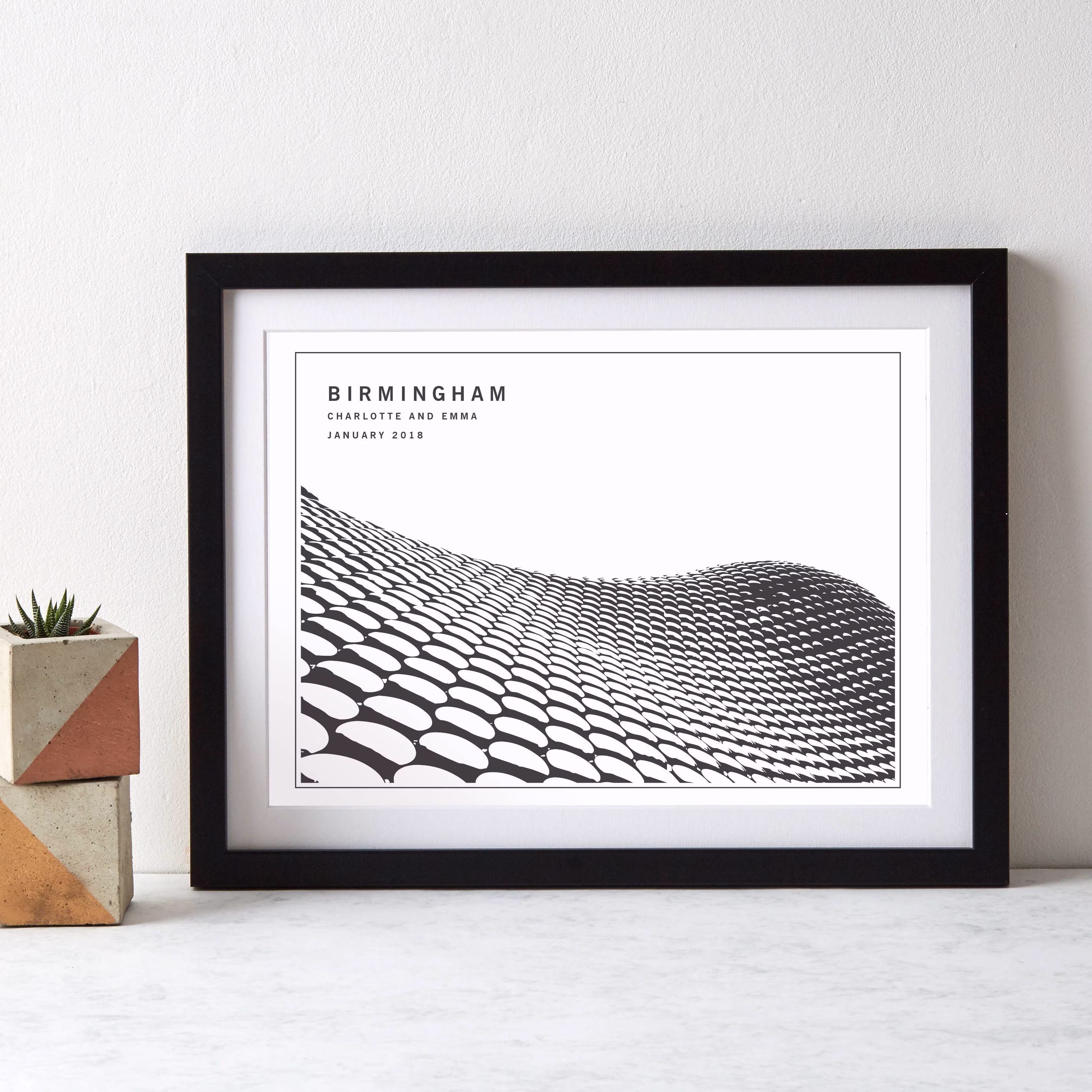 Birmingham Bullring Monochrome Art Print|Personalised Print|Birmingham|Anniversary Gift
